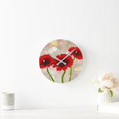 Three Little Red Gerberas Acrylic wall clock ラウンド壁時計 (ホーム)