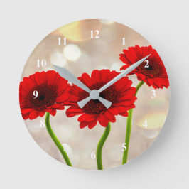 Three Little Red Gerberas Acrylic wall clock ラウンド壁時計