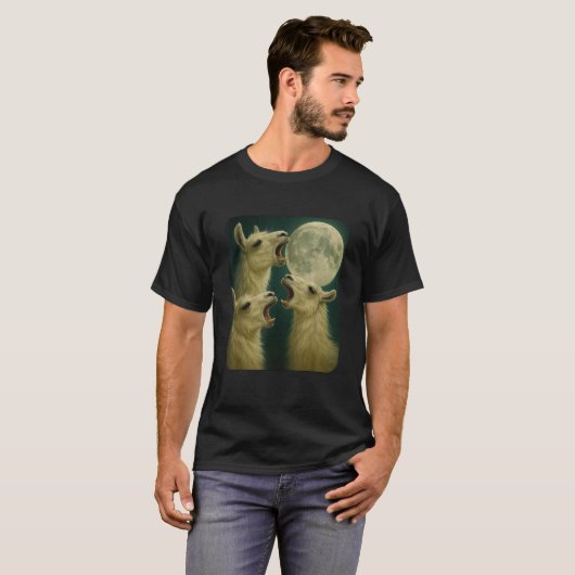 Three Llama Moon Funny 3 Wolfs Meme Nerdy Tシャツ (正面フル)