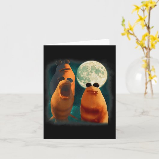 Three Marcus The Worm Howl At Moon Funny Marcus Me カード (黄色い花)