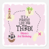 THREE meピンク誕生日の海賊生活 スクエアシール (正面)