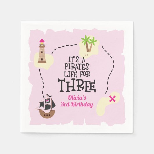 THREE meピンク誕生日の海賊生活 スタンダードカクテルナプキン (正面)