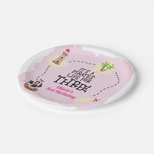 THREE meピンク誕生日の海賊生活 ペーパープレート (アングル)
