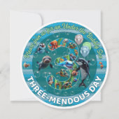 Three-mendous Day Round Birthday Invites (正面)