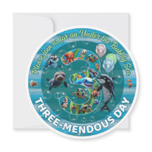 Three-mendous Day Round Birthday Invites
