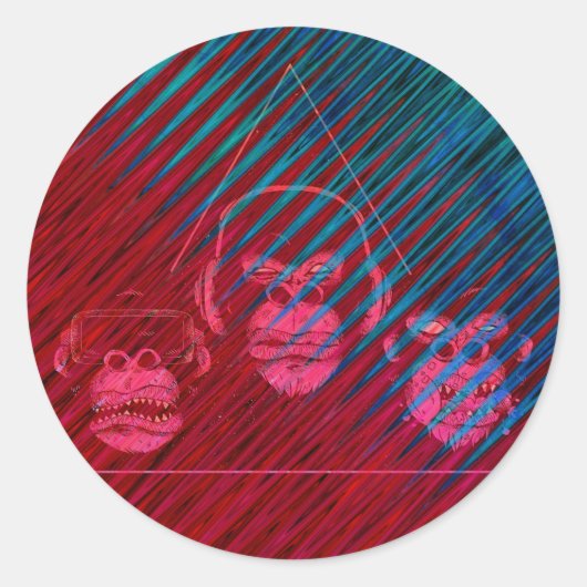 Three Monkeys ゲーム デザイン ラウンドシール (正面)