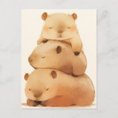 Three Napping Capybara Stack Minimalist Animal ポストカード (正面)