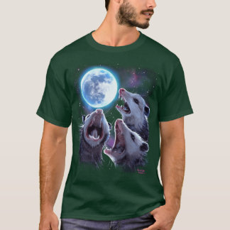 Three Opossums Howling at the Moon Funny Possum vi Tシャツ