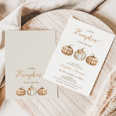 Three Orange Plaid Little Pumpkin Baby Shower  招待状