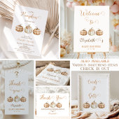 Three Orange Plaid Little Pumpkin Baby Shower  招待状