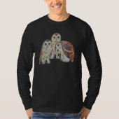 Three Owls Detailed Vector In Nouveau Style Tシャツ (正面)