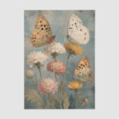 Three Painterly Butterflies Perched on Flowers 薄葉紙 (正面)