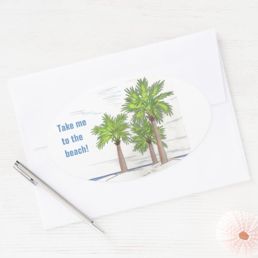 THREE PALMスタンプ(4) 楕円形シール (封筒)