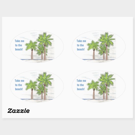 THREE PALMスタンプ(4) 楕円形シール (シート)