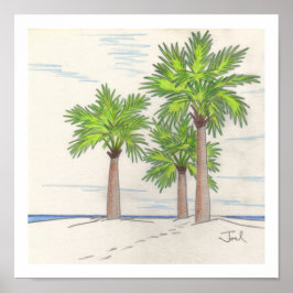 THREE PALMプリント(11"x11") ポスター