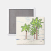 THREE PALM MAGNET(正方形) マグネット (正面/裏面)