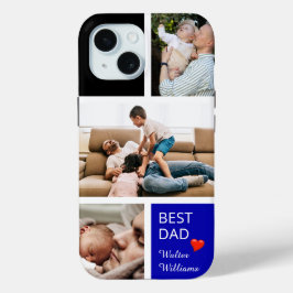 Three Personal Photos personalize Best Dad iPhone 15ケース