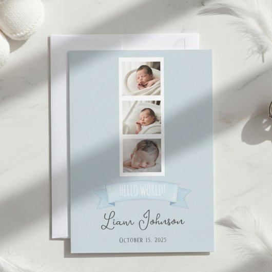 Three-Photo Birth Announcement Card - Personalized シーズンカード