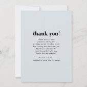 Three Photo Collage Blue Birthday Party Thank You サンキューカード (裏面)