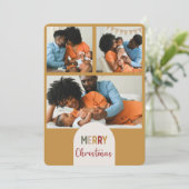 Three Photo Custom Modern Colorful Merry Christmas シーズンカード (スタンド正面)