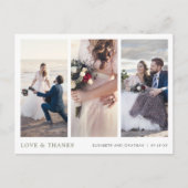 Three Photo Greenタイポグラフィ結婚's Thank You ポストカード (正面)