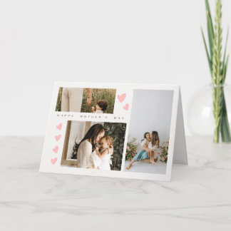 Three Photo Happy Mothers Day Greeting Card カード