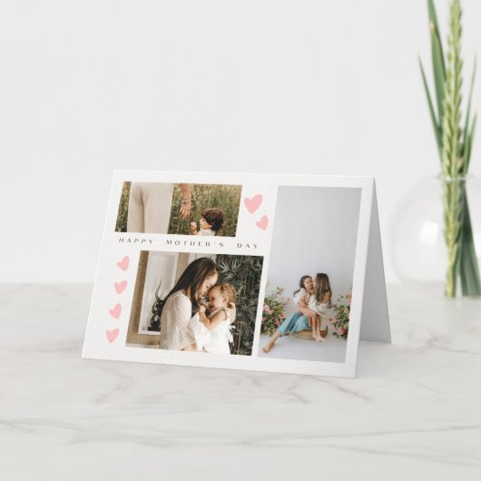 Three Photo Happy Mothers Day Greeting Card カード (正面)