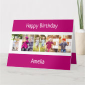 THREE PHOTO Letters Pink Girls 3rd Birthday Card カード (正面)
