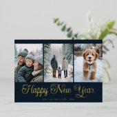Three Photo New Year 箔シーズンカード (立ち正面)