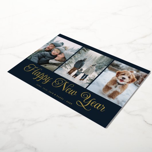 Three Photo New Year 箔シーズンカード (回転した状態)