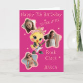 Three Photo Rock Chick Birthday Card カード (正面)