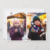 Three Photo Vertical Red Script メリークリスマス シーズンカード (裏面)