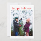 Three Photo Vertical Red Typography Happy シーズンカード (正面)