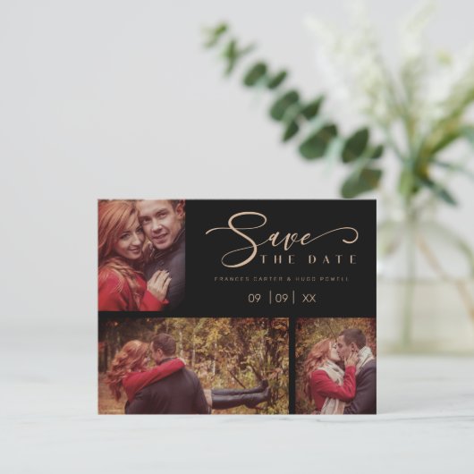 Three Photos Collage Minimalist Modern Wedding  (スタンド正面)