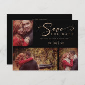 Three Photos Collage Minimalist Modern Wedding  (正面/裏面)