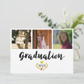 Three photos College Graduation card カード (スタンド正面)