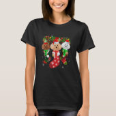 Three Poodle In Socks Christmas Santa Hat Tシャツ (正面)