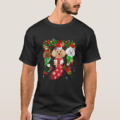 Three Poodle In Socks Christmas Santa Hat   Tシャツ (正面)
