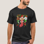 Three Poodle In Socks Christmas Santa Hat Tシャツ (正面)