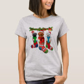 Three Poodles In Christmas Socks  Tシャツ (正面)