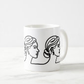 Three Profiles in One Line – Minimalistic Panorama コーヒーマグカップ (正面右)
