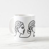 Three Profiles in One Line – Minimalistic Panorama コーヒーマグカップ (正面左)