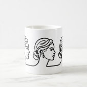 Three Profiles in One Line – Minimalistic Panorama コーヒーマグカップ (中央)
