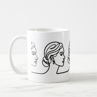 Three Profiles in One Line – Minimalistic Panorama コーヒーマグカップ