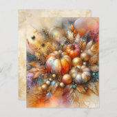 Three Pumpkin Autumn Fall Scrapbook Paper (正面/裏面)