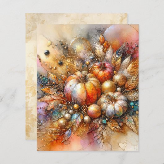 Three Pumpkin Autumn Fall Scrapbook Paper (正面/裏面)