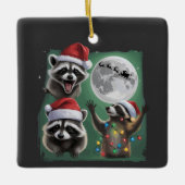 Three Raccoons With The Moon Galaxy Christmas  セラミックオーナメント (正面)