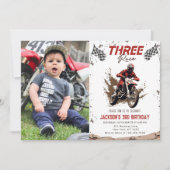 Three Race Dirt Bike Adventure 3rd Birthday写真 招待状 (正面)