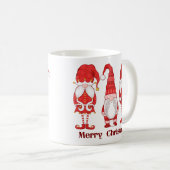Three Red Christmas Gnomes Merry Christmas コーヒーマグカップ (正面右)