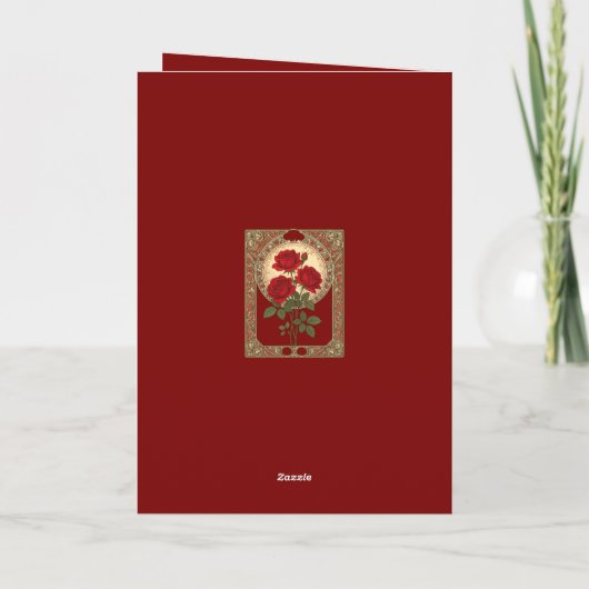 Three Red Roses Art Nouveau Style カード (裏面)